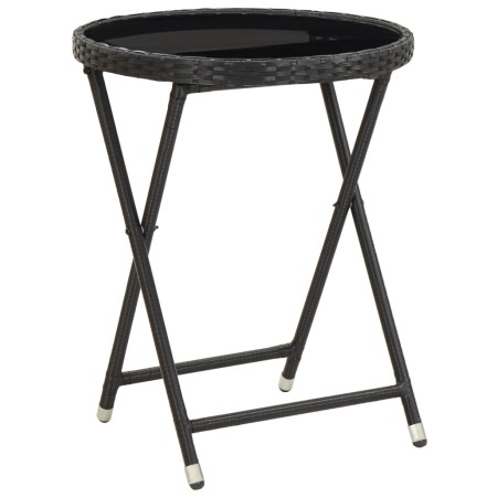 Mesa de centro ratán sintético y vidrio templado negro 60 cm de vidaXL, Mesas de jardín - Ref: Foro24-46203, Precio: 61,60 €,...