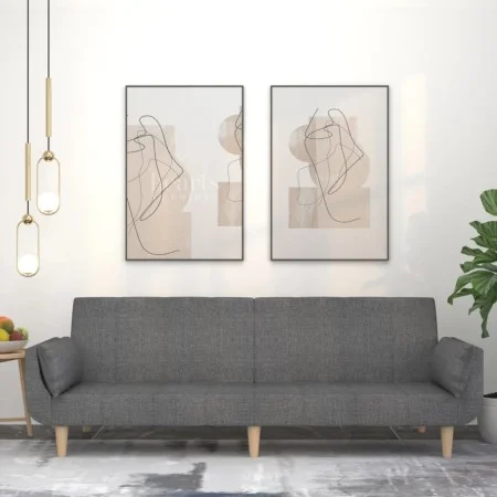 Sofá cama de 2 plazas con dos almohadas tela gris claro de , Sofás - Ref: Foro24-375869, Precio: 285,57 €, Descuento: %