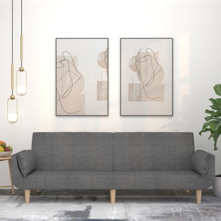 Sofá cama de 2 plazas con dos almohadas tela gris claro de , Sofás - Ref: Foro24-375869, Precio: 290,75 €, Descuento: %