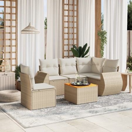 Juego de sofás jardín con cojines 6 pzas ratán sintético beige de , Conjuntos de jardín - Ref: Foro24-3257339, Precio: 450,59...