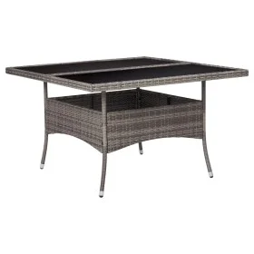 Mesa de comedor de jardín ratán sintético y vidrio gris de vidaXL, Mesas de jardín - Ref: Foro24-46190, Precio: 153,05 €, Des...