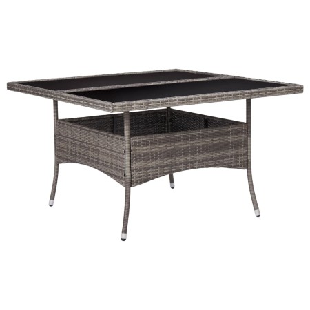 Mesa de comedor de jardín ratán sintético y vidrio gris de vidaXL, Mesas de jardín - Ref: Foro24-46190, Precio: 146,72 €, Des...