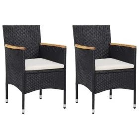 Sillas de comedor para jardín 2 unidades ratán sintético negro de vidaXL, Sillas de jardín - Ref: Foro24-46181, Precio: 126,0...