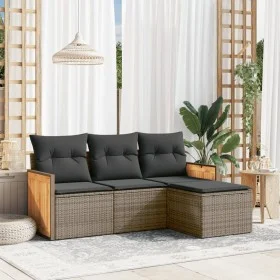 Set de sofás de jardín 4 pzas y cojines ratán sintético gris de , Conjuntos de jardín - Ref: Foro24-3259988, Precio: 268,33 €...