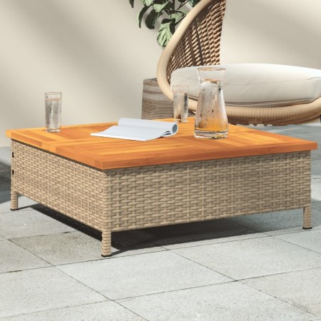 Mesa de jardín ratán y madera de acacia beige 70x70x25 cm de , Mesas de jardín - Ref: Foro24-3281631, Precio: 85,32 €, Descue...