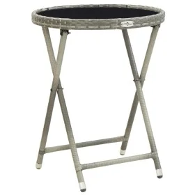 Couchtisch aus synthetischem Rattan und grauem Hartglas, 60 cm von vidaXL, Gartentische - Ref: Foro24-46204, Preis: 61,64 €, ...