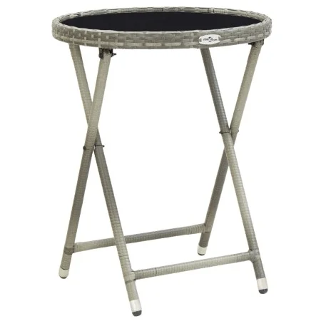 Mesa de centro ratán sintético y vidrio templado gris 60 cm de vidaXL, Mesas de jardín - Ref: Foro24-46204, Precio: 61,64 €, ...