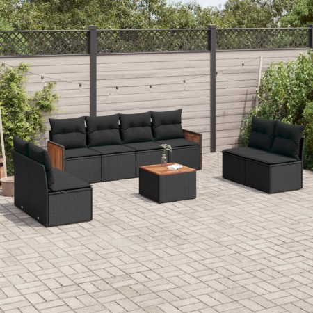 Set de sofás de jardín 8 piezas y cojines ratán sintético negro de , Conjuntos de jardín - Ref: Foro24-3259976, Precio: 499,2...