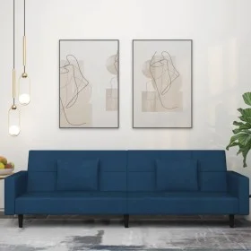 Sofá cama de 2 plazas con dos almohadas terciopelo azul de , Sofás - Ref: Foro24-375815, Precio: 275,48 €, Descuento: %