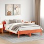 Estructura cama con cabecero madera pino marrón cera 160x200 cm de , Camas y somieres - Ref: Foro24-3216196, Precio: 213,12 €...