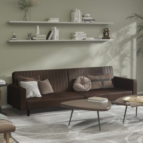 Sofá cama de 2 plazas cuero sintético marrón de , Sofás - Ref: Foro24-375952, Precio: 269,26 €, Descuento: %