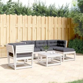 Set muebles jardín 5 pzas con cojines madera maciza pino blanco de , Conjuntos de jardín - Ref: Foro24-3216921, Precio: 589,9...