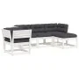Set muebles jardín 5 pzas con cojines madera maciza pino blanco de , Conjuntos de jardín - Ref: Foro24-3216921, Precio: 589,9...
