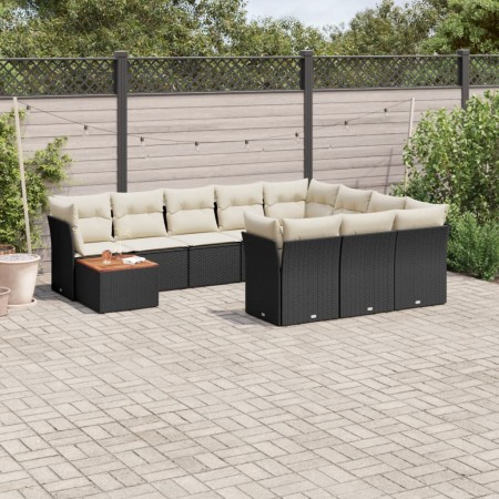 Set de sofás de jardín 11 pzas y cojines ratán sintético negro de , Conjuntos de jardín - Ref: Foro24-3223844, Precio: 584,65...