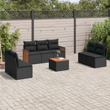 Set de sofás de jardín 8 piezas y cojines ratán sintético negro de , Conjuntos de jardín - Ref: Foro24-3259962, Precio: 462,2...