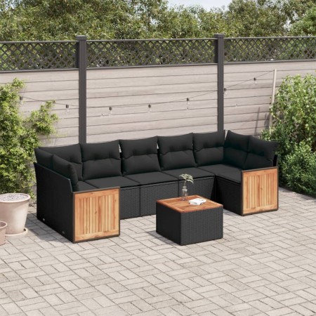 Set de sofás de jardín 8 piezas y cojines ratán sintético negro de , Conjuntos de jardín - Ref: Foro24-3259892, Precio: 497,3...
