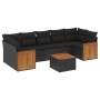 Set de sofás de jardín 8 piezas y cojines ratán sintético negro de , Conjuntos de jardín - Ref: Foro24-3259892, Precio: 497,3...