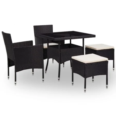 Muebles de jardín 5 piezas ratán sintético y vidrio negro de vidaXL, Conjuntos de jardín - Ref: Foro24-46175, Precio: 229,21 ...