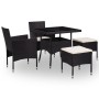 Muebles de jardín 5 piezas ratán sintético y vidrio negro de vidaXL, Conjuntos de jardín - Ref: Foro24-46175, Precio: 232,04 ...