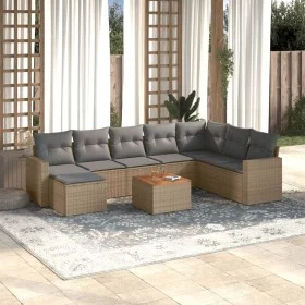 Set de sofás de jardín 9 pzas con cojines ratán sintético beige de , Sofás modulares de exterior - Ref: Foro24-3224260, Preci...