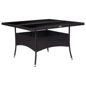 Mesa de comedor de jardín ratán sintético y vidrio negro de vidaXL, Mesas de jardín - Ref: Foro24-46189, Precio: 175,21 €, De...