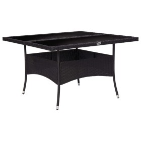 Mesa de comedor de jardín ratán sintético y vidrio negro de vidaXL, Mesas de jardín - Ref: Foro24-46189, Precio: 177,68 €, De...
