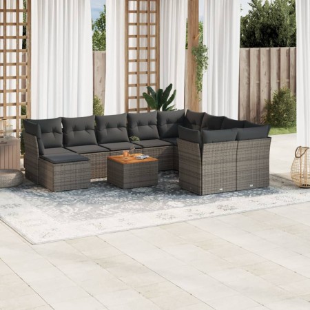 Set de sofás de jardín 11 pzas y cojines ratán sintético gris de , Conjuntos de jardín - Ref: Foro24-3223974, Precio: 608,70 ...