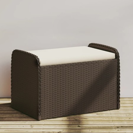 Banco de almacenaje y cojín ratán sintético marrón 80x51x52 cm de , Bancos de jardín - Ref: Foro24-365732, Precio: 125,20 €, ...