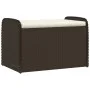 Banco de almacenaje y cojín ratán sintético marrón 80x51x52 cm de , Bancos de jardín - Ref: Foro24-365732, Precio: 123,04 €, ...