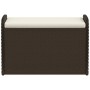 Banco de almacenaje y cojín ratán sintético marrón 80x51x52 cm de , Bancos de jardín - Ref: Foro24-365732, Precio: 125,20 €, ...
