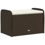 Banco de almacenaje y cojín ratán sintético marrón 80x51x52 cm de , Bancos de jardín - Ref: Foro24-365732, Precio: 123,04 €, ...