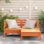 Sofá de jardín 2 plazas con reposapiés madera pino marrón cera de , Sofás modulares de exterior - Ref: Foro24-838023, Precio:...