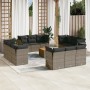Set sofás de jardín con cojines 13 piezas ratán sintético gris de , Conjuntos de jardín - Ref: Foro24-3255871, Precio: 858,31...