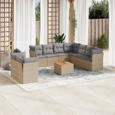 Juego de sofás jardín con cojines beige mezcla 11 pzas ratán PE de , Conjuntos de jardín - Ref: Foro24-3256045, Precio: 668,0...