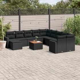 Set de sofás de jardín y cojines 12 pzas ratán sintético negro de , Conjuntos de jardín - Ref: Foro24-3256748, Precio: 773,13...