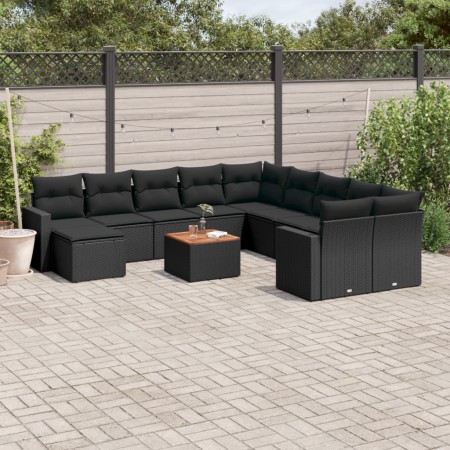 Set de sofás de jardín y cojines 12 pzas ratán sintético negro de , Conjuntos de jardín - Ref: Foro24-3256748, Precio: 784,71...