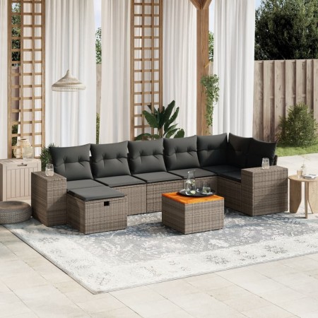 Set de sofás de jardín 8 pzas y cojines ratán sintético gris de , Conjuntos de jardín - Ref: Foro24-3265183, Precio: 478,52 €...