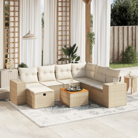 Juego de sofás de jardín con cojines beige 8 pzas ratán PE de , Conjuntos de jardín - Ref: Foro24-3265188, Precio: 525,85 €, ...