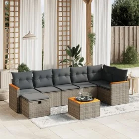 Set de sofás de jardín 8 pzas y cojines ratán sintético gris de , Conjuntos de jardín - Ref: Foro24-3265323, Precio: 446,44 €...