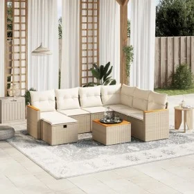 Juego de sofás de jardín con cojines beige 8 pzas ratán PE de , Conjuntos de jardín - Ref: Foro24-3265335, Precio: 516,40 €, ...
