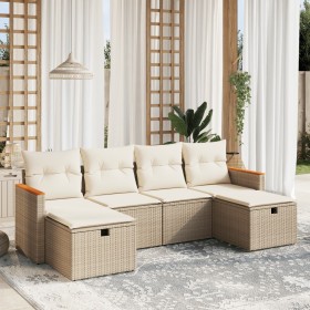Juego de sofás jardín con cojines 6 pzas ratán sintético beige de , Conjuntos de jardín - Ref: Foro24-3265342, Precio: 363,42...