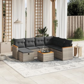 Set de sofás de jardín 8 pzas y cojines ratán sintético gris de , Conjuntos de jardín - Ref: Foro24-3265337, Precio: 437,95 €...