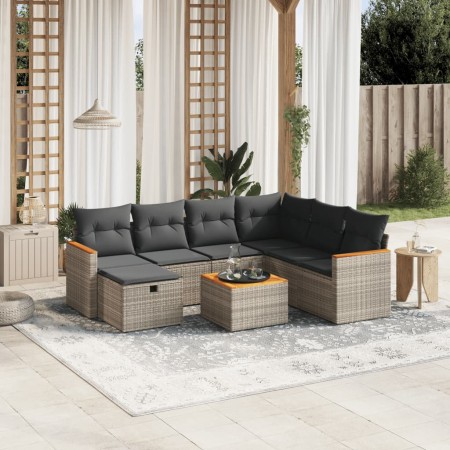 Set de sofás de jardín 8 pzas y cojines ratán sintético gris de , Conjuntos de jardín - Ref: Foro24-3265337, Precio: 437,95 €...