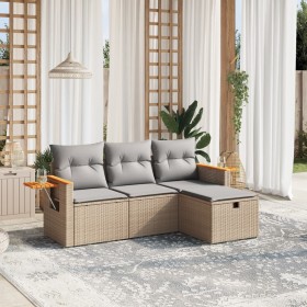 Juego de sofás jardín con cojines beige mezcla 4 pzas ratán PE de , Conjuntos de jardín - Ref: Foro24-3265490, Precio: 260,40...