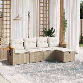 Juego de sofás jardín con cojines 5 pzas ratán sintético beige de , Conjuntos de jardín - Ref: Foro24-3265503, Precio: 375,81...