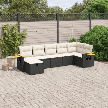 Set de comedor de jardín 7 pzas y cojines ratán sintético negro de , Conjuntos de jardín - Ref: Foro24-3265529, Precio: 409,8...