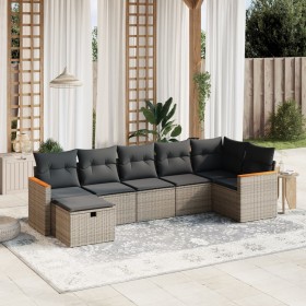 Set de sofás de jardín 7 piezas con cojines ratán PE gris de , Conjuntos de jardín - Ref: Foro24-3265316, Precio: 398,54 €, D...