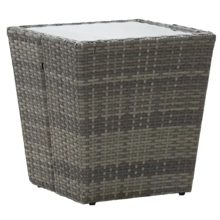 Mesa de centro ratán PE y vidrio templado gris 41,5x41,5x43 cm de vidaXL, Mesas de jardín - Ref: Foro24-46196, Precio: 56,23 ...