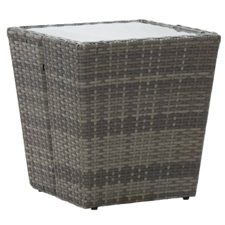 Mesa de centro ratán PE y vidrio templado gris 41,5x41,5x43 cm de vidaXL, Mesas de jardín - Ref: Foro24-46196, Precio: 54,40 ...