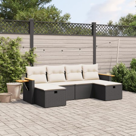 Set de sofás de jardín 6 piezas y cojines ratán sintético negro de , Conjuntos de jardín - Ref: Foro24-3265557, Precio: 354,6...